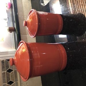 Fiestaware canisters. Color paprika